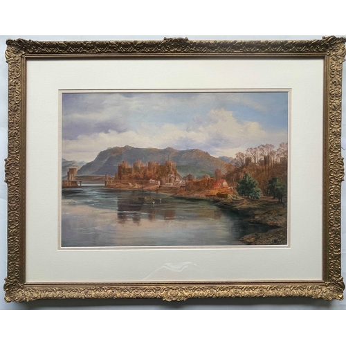 316 - J. Oliver Harris (British, fl.1880-1910), Conway castle from the north, signed and dated 1901, water... 