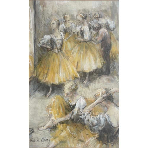 323 - Valerie Ganz (British, 1936-2015), Ballet Dancers, Grand Theatre, signed l.l., pastel, 38 by 23cm, f... 