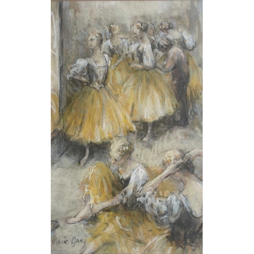 323 - Valerie Ganz (British, 1936-2015), Ballet Dancers, Grand Theatre, signed l.l., pastel, 38 by 23cm, f... 