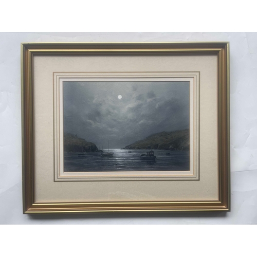 325 - Graham Hadlow (British, 20th/21st Century), Moonlit High Tide, Solva, signed l.l., titled verso, wat... 