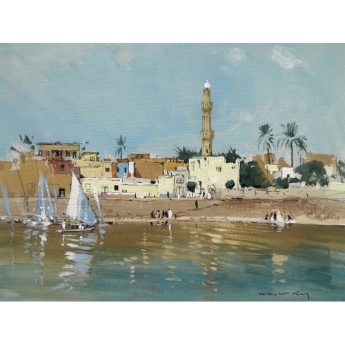 326 - Robert King (British, 1936), Village on the Nile; Street Scene in Monastir, Tunisia, a pair, both si... 