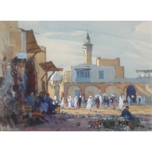 326 - Robert King (British, 1936), Village on the Nile; Street Scene in Monastir, Tunisia, a pair, both si... 