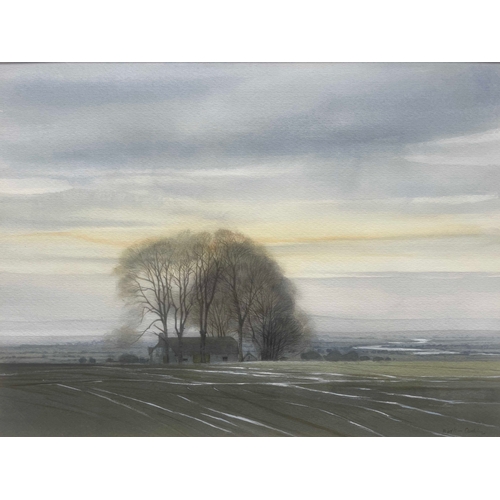 327 - Martin Caulkin (British, 1945), Winter, Lalu Farm, Bredon Hill, signed l.r., titled verso, watercolo... 