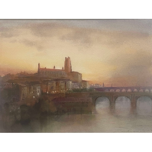 328 - Ian Armour-Chelu (British, 1928-2000), The Salute on a Sunny Morning; Sunset Behind Albi Cathedral a... 