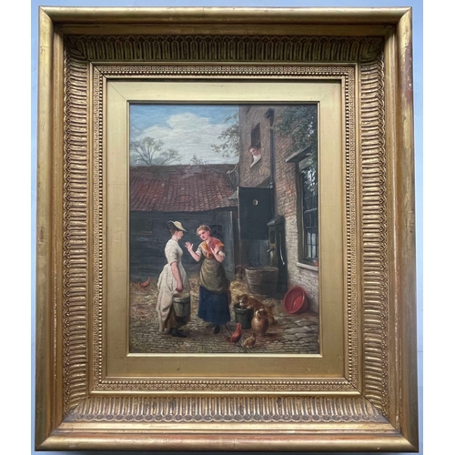 364 - Ebenezer Newman Downard (British, 1829-1894), Gossips, signed and titled verso, oil on canvas, 40 by... 