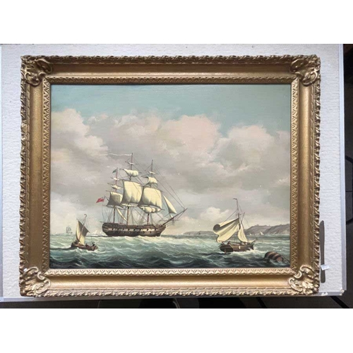 373 - Salvatore Colacicco (Italian, 1935), marine scenes with Man-of-war, a pair, signed l.l., oil on pane... 