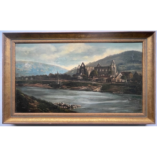 377 - George Willis-Pryce (British, 1866-1949), a view of Tintern Abbey, signed l.r., oil on canvas, 50 by... 