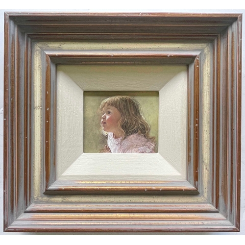 397 - Mary E. Carter (British, 1947), Wonderment, signed and dated 1994 l.r., oil on board, 7 by 8cm, fram... 