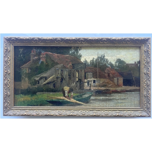 405 - Frederick William N. Whitehead (British, 1853-1938), On the Stour, signed l.l., oil on board, 13 by ... 