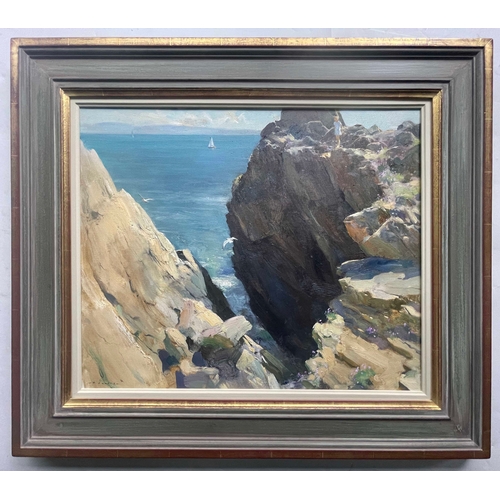 406 - David Jan Gardiner Curtis (British, 1948), The Gimblet Rock, Pwllheli, signed and dated 1991 l.l., t... 