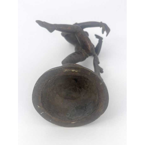 453 - A cast bronze figure of an Indian Hindu goddess Shira, modelled dancing, on cast circular base with ... 