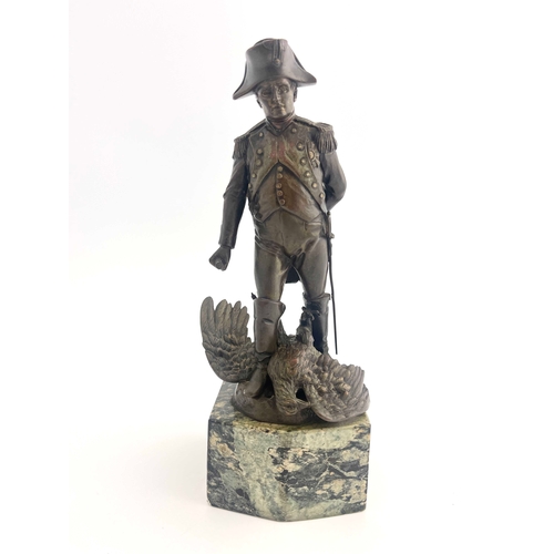 495 - A 19th century bronze figure of Napoleon Bonaparte, signed Jitze, modelled in military uniform stand... 