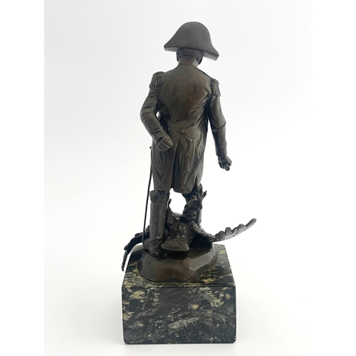 495 - A 19th century bronze figure of Napoleon Bonaparte, signed Jitze, modelled in military uniform stand... 