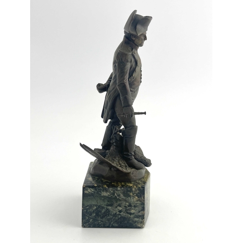 495 - A 19th century bronze figure of Napoleon Bonaparte, signed Jitze, modelled in military uniform stand... 