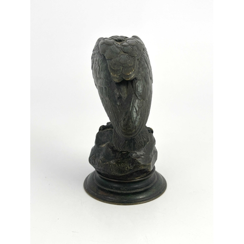 496 - Jules Moignier (French, 1835-1894), vulture on a rock, signed, bronze, 12cm high