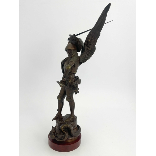 500 - Emmanuel Fremiet (French, 1824-1910), Saint Michel, signed, No.584 and dated 1878?, bronze, dark bro... 