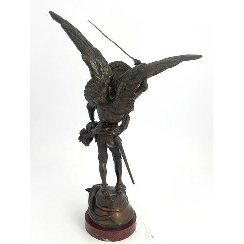 500 - Emmanuel Fremiet (French, 1824-1910), Saint Michel, signed, No.584 and dated 1878?, bronze, dark bro... 