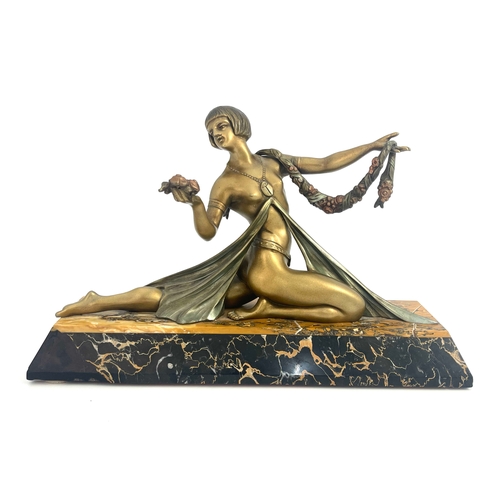 517 - Jacques Limousin (French, 20th Century), Egyptian lady, patinated art metal figure of Siena marble b... 