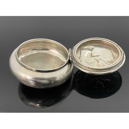 541 - WMF, a Jugendstil silver plated pill box, palm fitting circular form, the hinged lid embossed with a... 