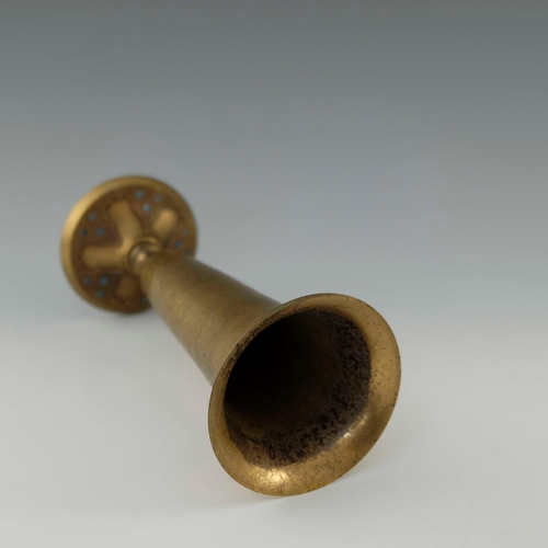 545 - Louis Comfort Tiffany for Tiffany Studios, a gilt metal Favrille vase, crackle textured trumpet form... 