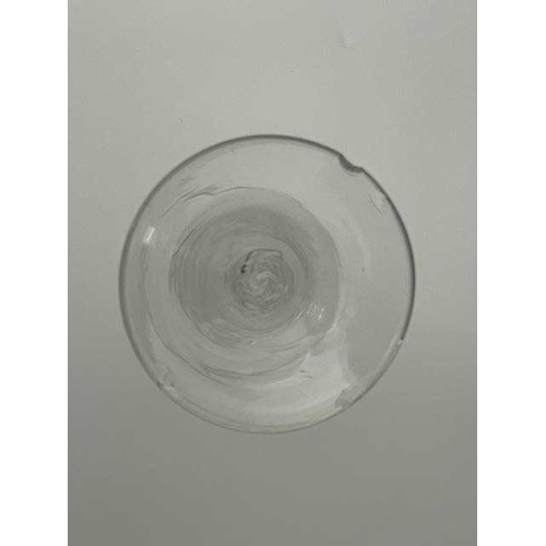 560 - A triple knopped opaque twist wine glass, circa 1765, the bell shaped bowl on a multi strand spiral ... 