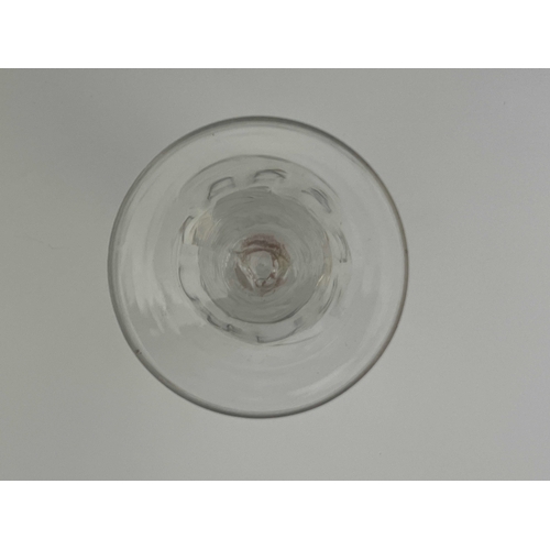 570 - An opaque twist wine glass, circa 1765, the flute moulded ovoid bowl on a double series, multi stran... 