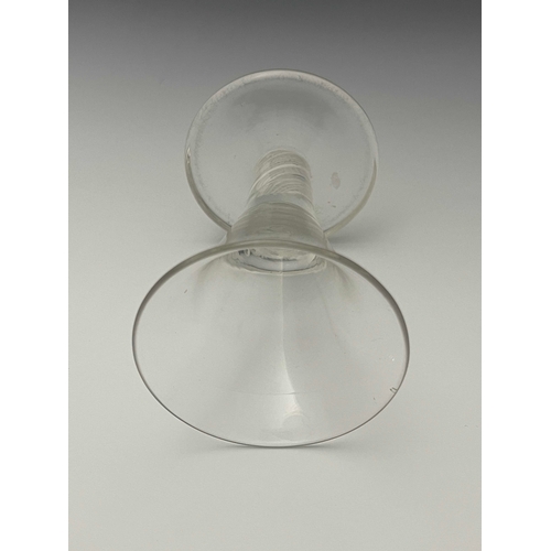 590 - An opaque twist toasting glass, circa 1770, the trumpet bowl on a four strand and multi spiral core ... 