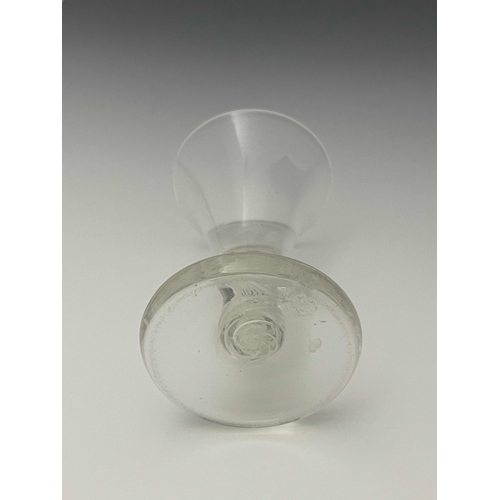 590 - An opaque twist toasting glass, circa 1770, the trumpet bowl on a four strand and multi spiral core ... 