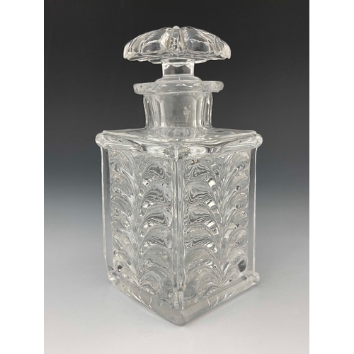 607 - Baccarat, a 19th century glass spirit decanter, circa 1835, in a moulded honeysuckle design, cuboid ... 