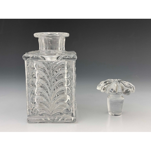 607 - Baccarat, a 19th century glass spirit decanter, circa 1835, in a moulded honeysuckle design, cuboid ... 