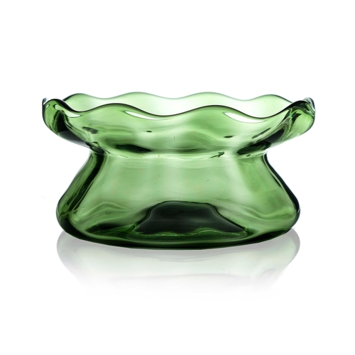 609 - Harry Powell for James Powell and Sons, Whitefriars, an Arts and Crafts green glass bowl, circa 1890... 