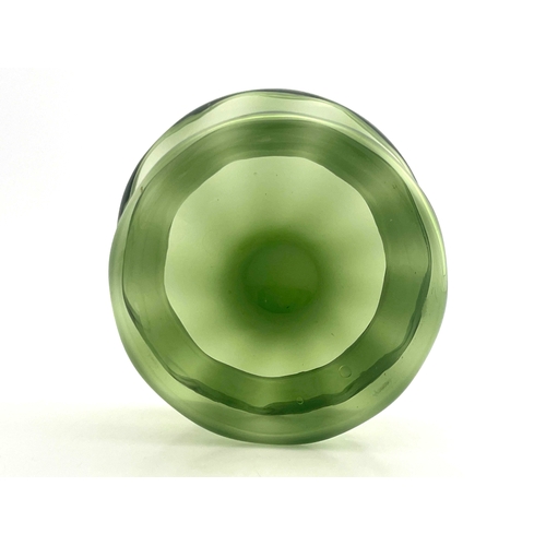 609 - Harry Powell for James Powell and Sons, Whitefriars, an Arts and Crafts green glass bowl, circa 1890... 