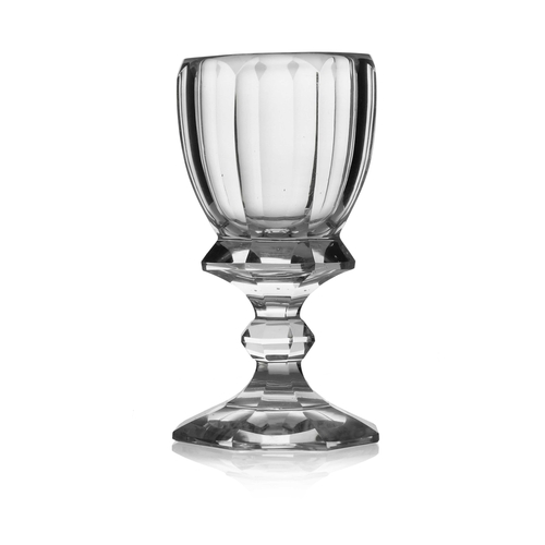 620 - Meyr's Neffe, Adolf, a Secessionist cut glass wine glass, circa 1910, heavy slice cut knopped and co... 