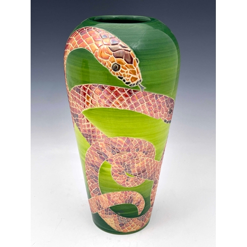 657 - Sally Tuffin for Dennis Chinaworks, a lustred Snake vase, shouldered and tapered form, 2004, marked ... 