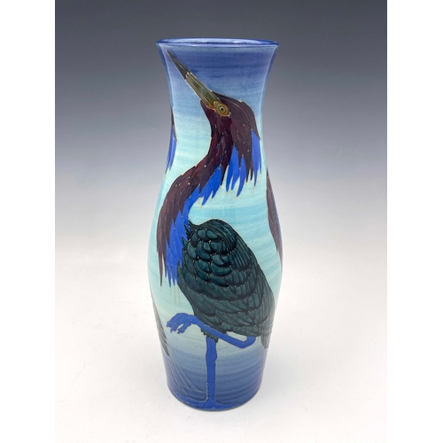 658 - Sally Tuffin for Dennis Chinaworks, A Heron vase, slender baluster form, 2000, marked No.8, 34cm hig... 