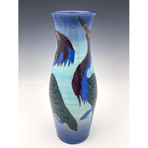 658 - Sally Tuffin for Dennis Chinaworks, A Heron vase, slender baluster form, 2000, marked No.8, 34cm hig... 