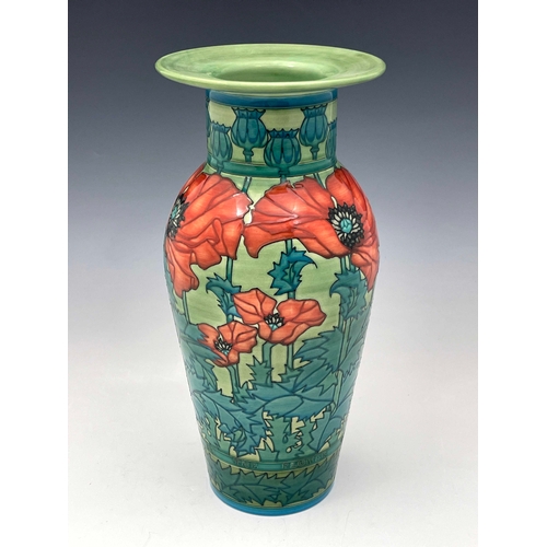 670 - Sally Tuffin for Dennis China Works, an Etruscan vase, in the Poppy pattern, inverse baluster form, ... 