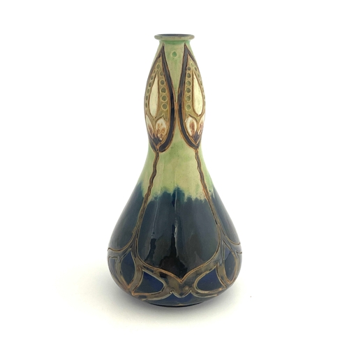 704 - Francis Pope for Royal Doulton, a stoneware vase, 1904, conical double gourd form, sgraffito decorat... 