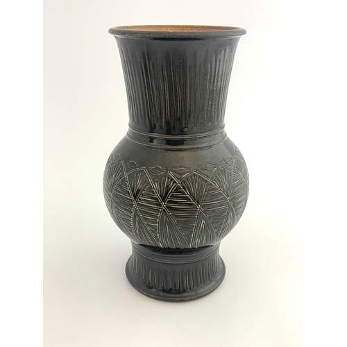 707 - Agnette Hoy for Doulton Lambeth, a stoneware vase, circa 1950s, bulbous form, sgraffito decorated wi... 