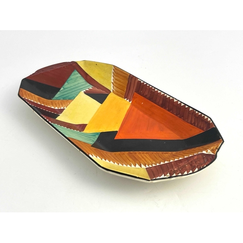 736 - Susie Cooper for Gray's Pottery, an Art Deco tray, chamfered rectangular form, painted with geometri... 