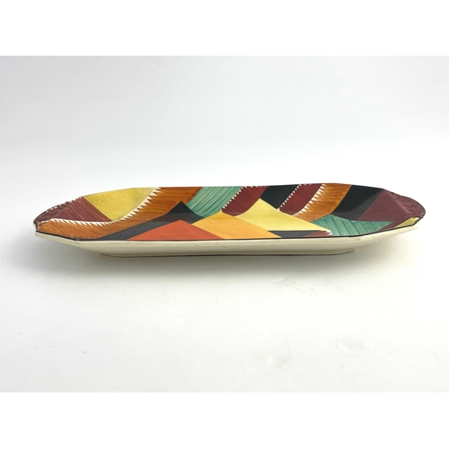 736 - Susie Cooper for Gray's Pottery, an Art Deco tray, chamfered rectangular form, painted with geometri... 