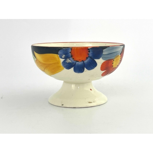 737 - Susie Cooper for Gray's Pottery, an Art Deco pedestal bowl, footed chalice form, painted with flower... 