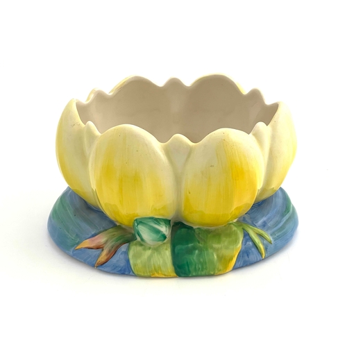 741 - Clarice Cliff for Newport Pottery, a Water Lily bowl, relief moulded, printed Clarice Cliff mark, 22... 