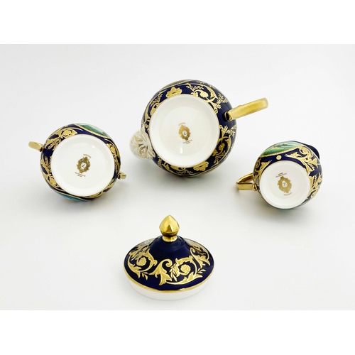 747 - Stefan Nowacki for Lynton, a marine painted three piece tea set, baluster form, each decorated with ... 