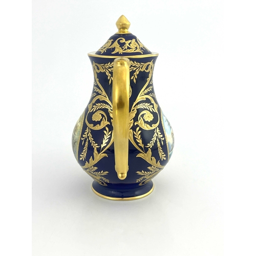 748 - Stefan Nowacki for Lynton, a marine painted coffee pot, baluster form, painted with a central rounde... 