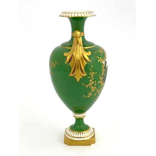 778 - Harry Davis for Royal Worcester, a pedestal landscape vase, 1903, twin handled urn form, decorated w... 