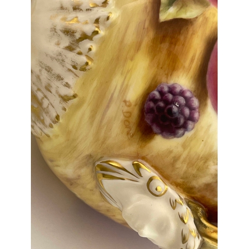 786 - P Done for Royal Worcester, a fruit painted vase and cover, circa 2000, globular pedestal twin handl... 