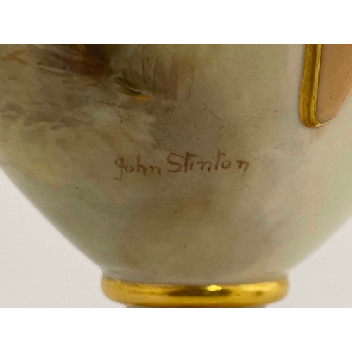 801 - John Stinton for Royal Worcester, a Highland Cattle painted pedestal vase and cover,  ovoid form, 19... 