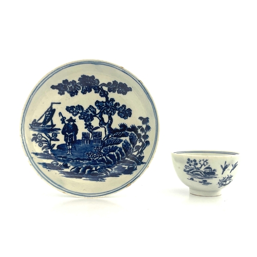 818 - A Lowestoft blue and white miniature tea bowl, circa 1770, together with a Liverpool porcelain, Penn... 