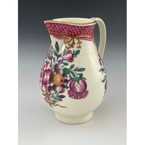 825 - A Worcester polychrome sparrow beak jug, circa 1775, Compagnie des Indes type decoration with fish s... 